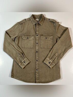 Only & Sons Military Utility Shirt Jacket Beige Khaki Medium NWT‎
